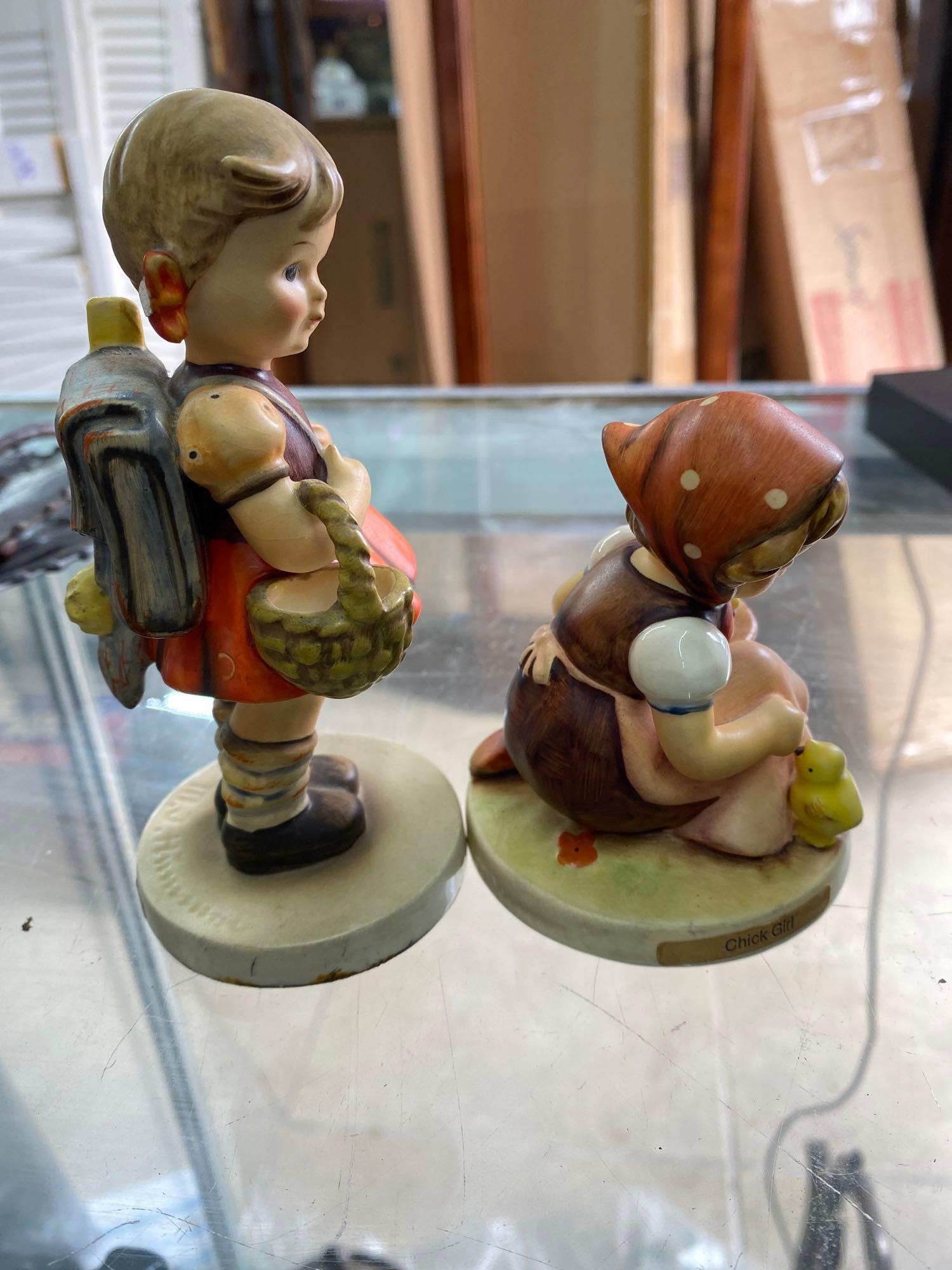 2 Authentic German Hummel figurines Chick Girl and School Girl