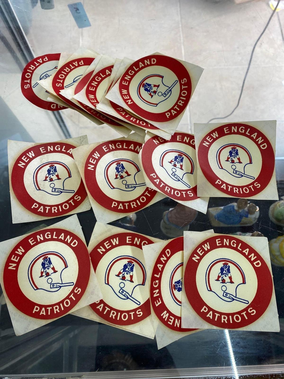 Lot of vintage New England Patriots silk or vinyl stickers patches