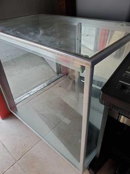 1 (of 2)Spartan showcase glass wired cabinet Display case, With KEY, mirrored back