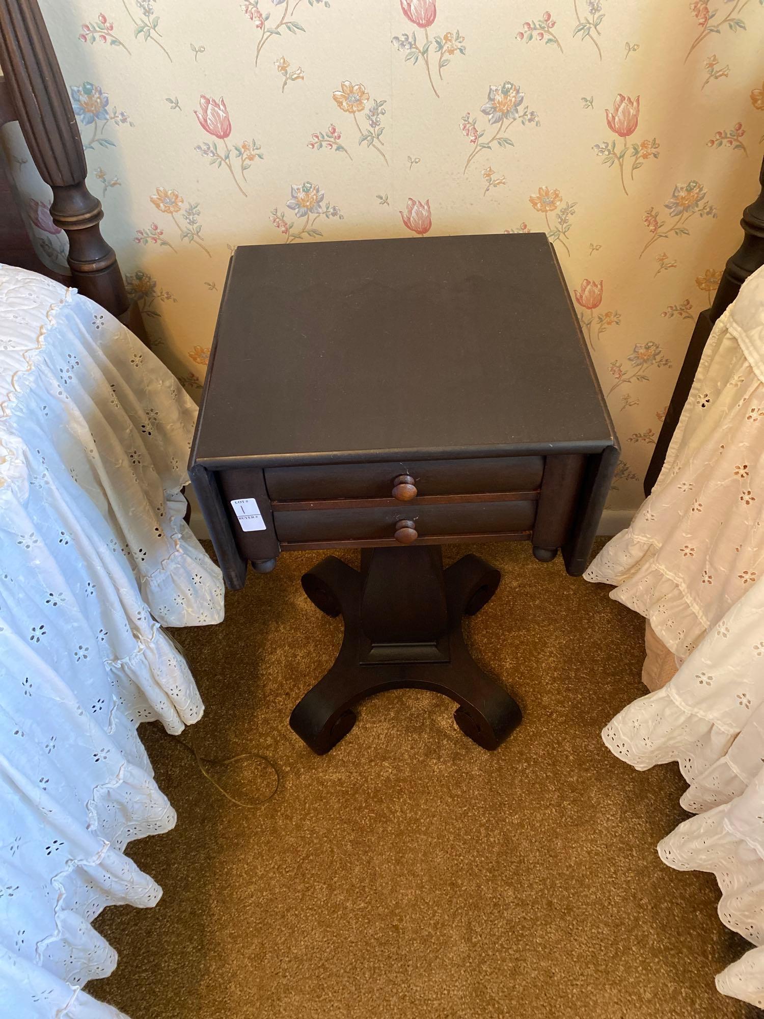 Antique Empire style double drop wing side table