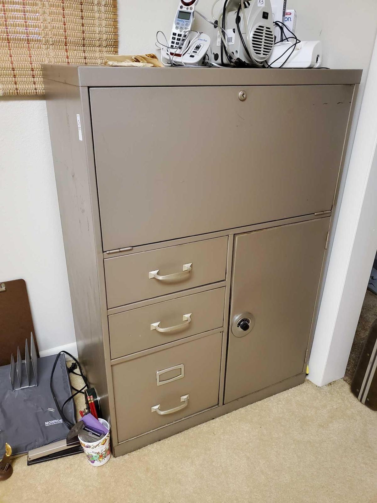 TOWER METAL INDUSTRIAL DESK/STORAGE/SAFE/FILE CABINET