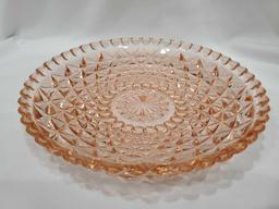 7" - PINK American Fostoria Cube Pattern dish, vintage