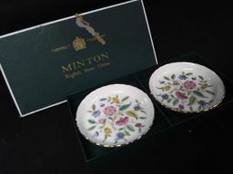 Minton English bone china and new HARRODS Knightsbridge British golf clubs coasters