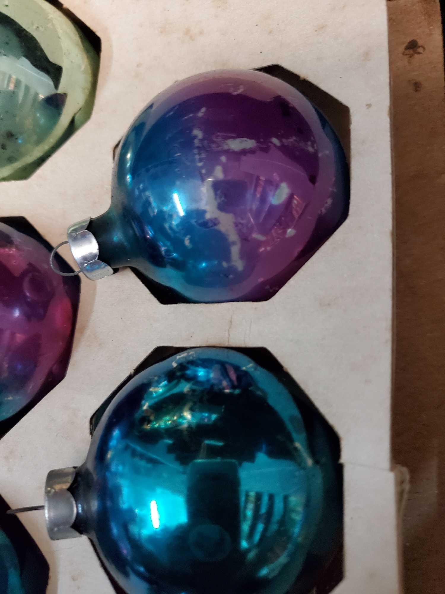 (36) SHINY BRIGHT 2 packs Vintage Poloron Glass ornaments, Christmas holiday bulbs