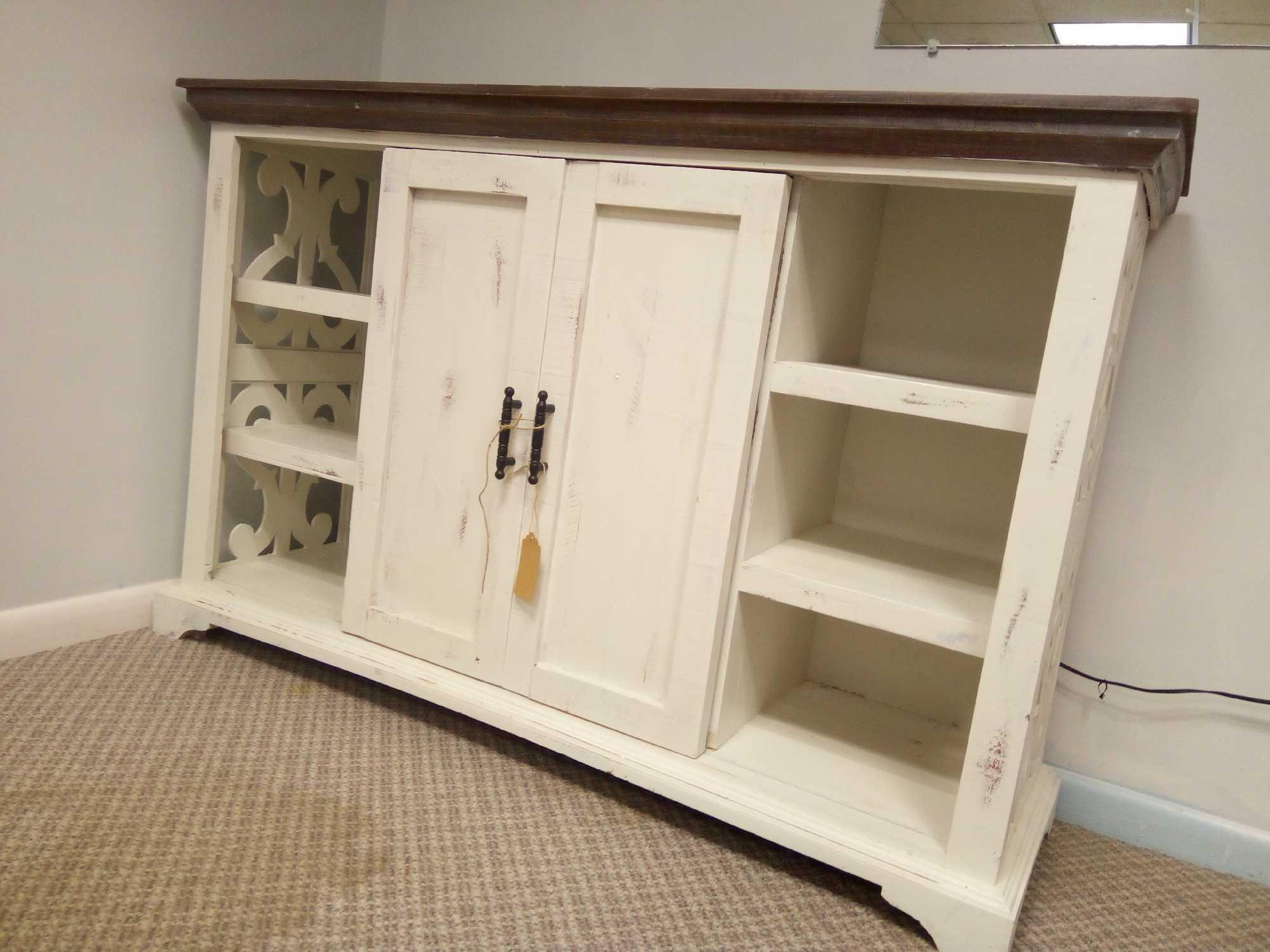 NEW STOCK Cottage Two-Tone Harp Buffet BARN DOOR Console Cabinet