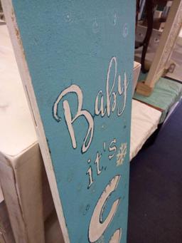 "Baby It's Cold Outside" Baby Blue Wood Art