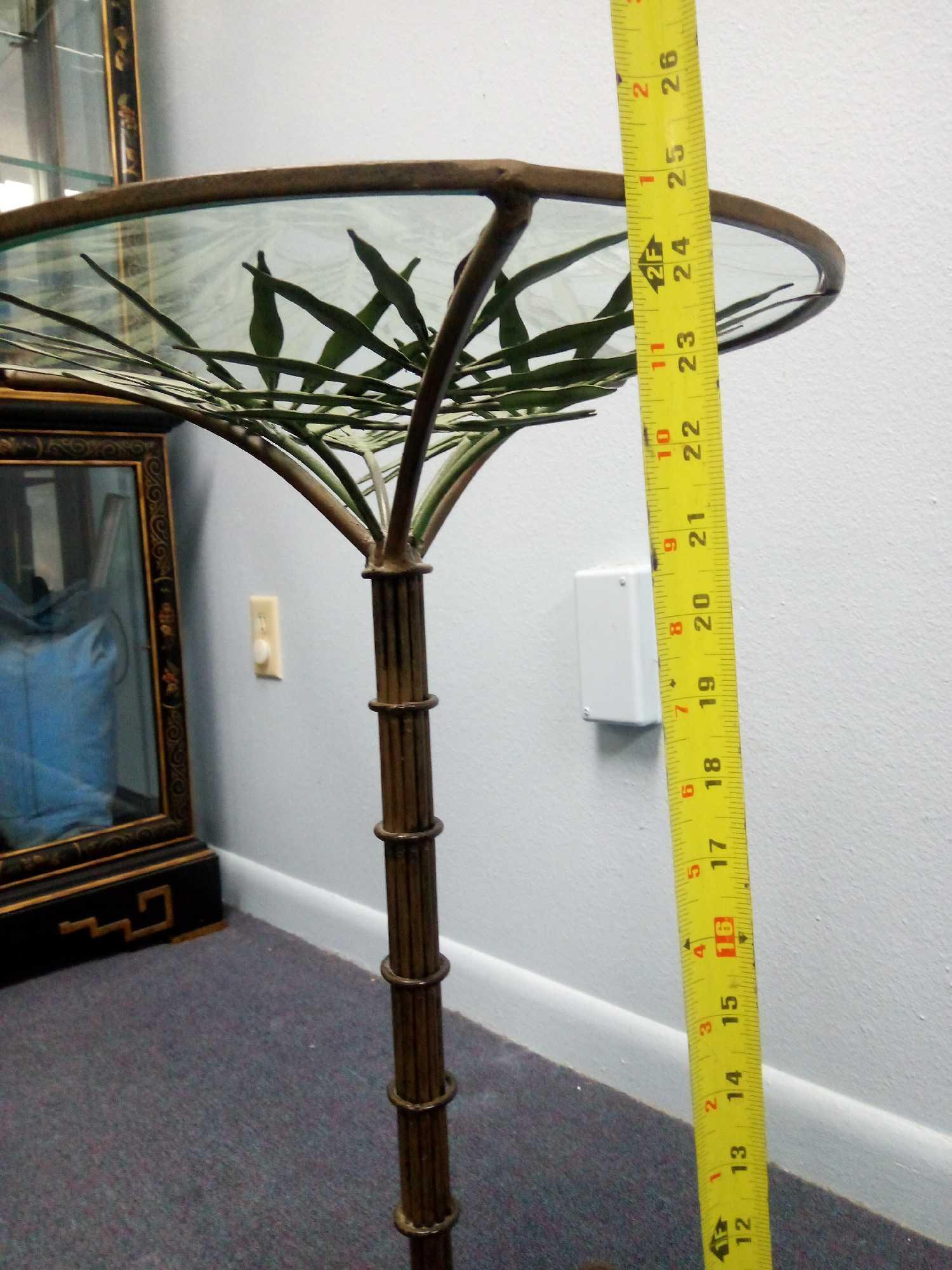 VERY COOL METAL ACCENT TABLE, REMOVABLE GLASS, BOMBAY STYLE