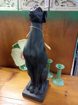 (1 of 2) JET BLACK REGAL APPEAL GREYHOUND DOG GARDEN STATUE