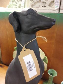 (1 of 2) JET BLACK REGAL APPEAL GREYHOUND DOG GARDEN STATUE