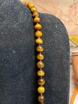 Gorgeous long Tiger Eye stone necklace