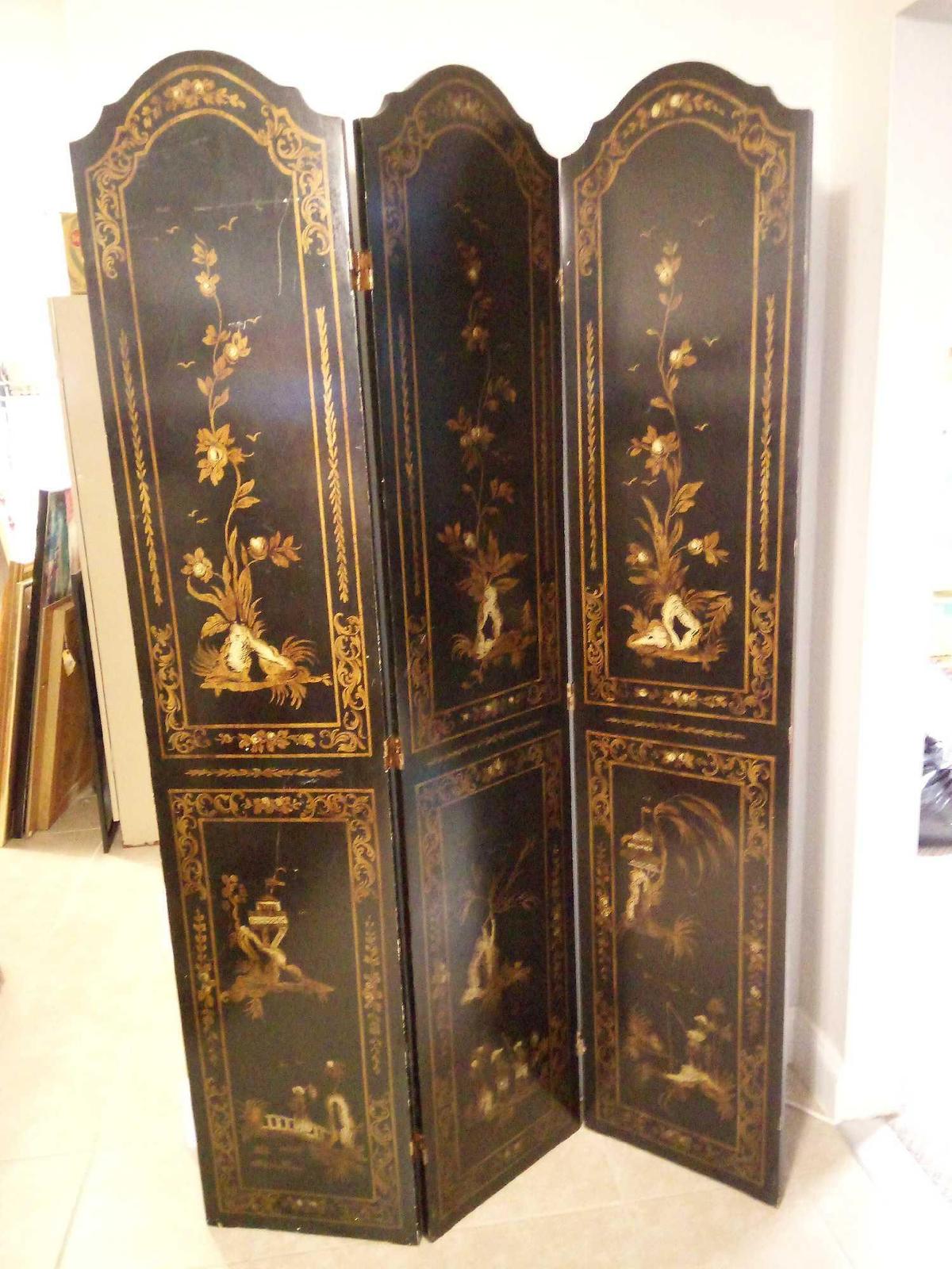 3 PANEL LACQUERED EAST ASIAN STYLE ROOM DIVIDER