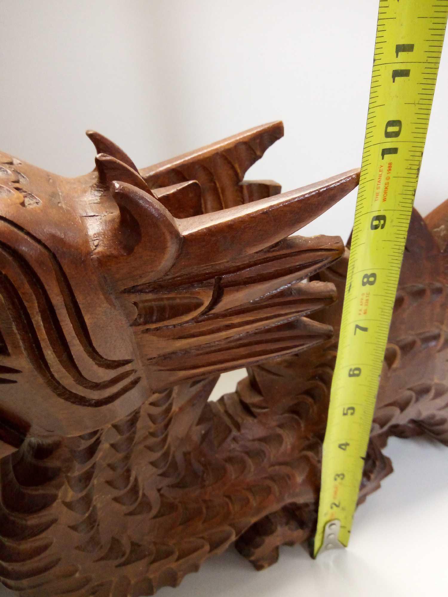 HEAVILY CARVED EAST ASIAN ASTHETIC WOODEN DRAGON