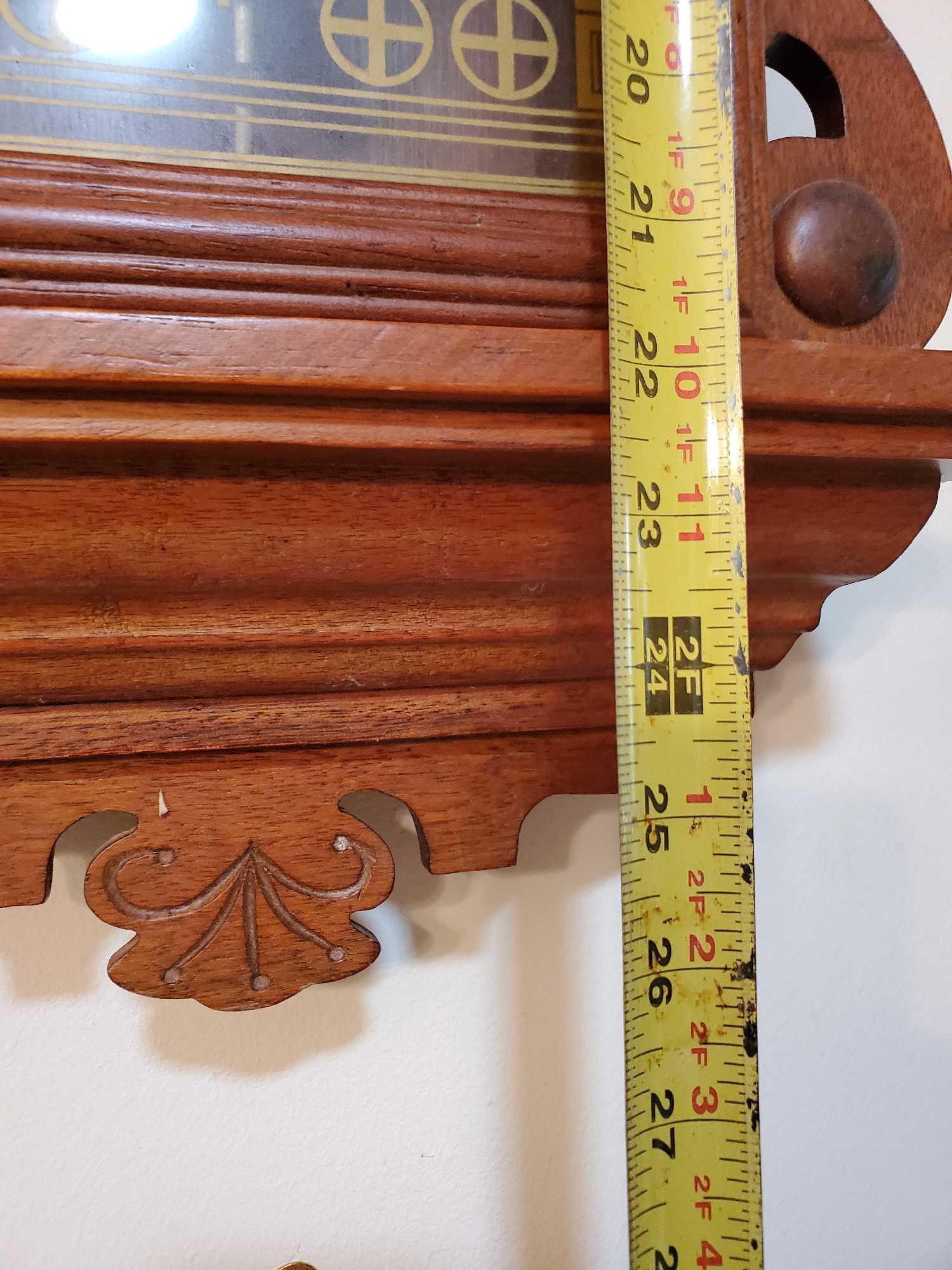 Antique Wooden DECO case, pendulum wall clock with key, Korea