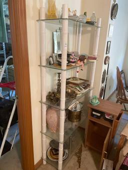 Neat painted White bamboo and glass 5 tier shelf