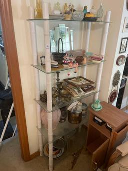 Neat painted White bamboo and glass 5 tier shelf