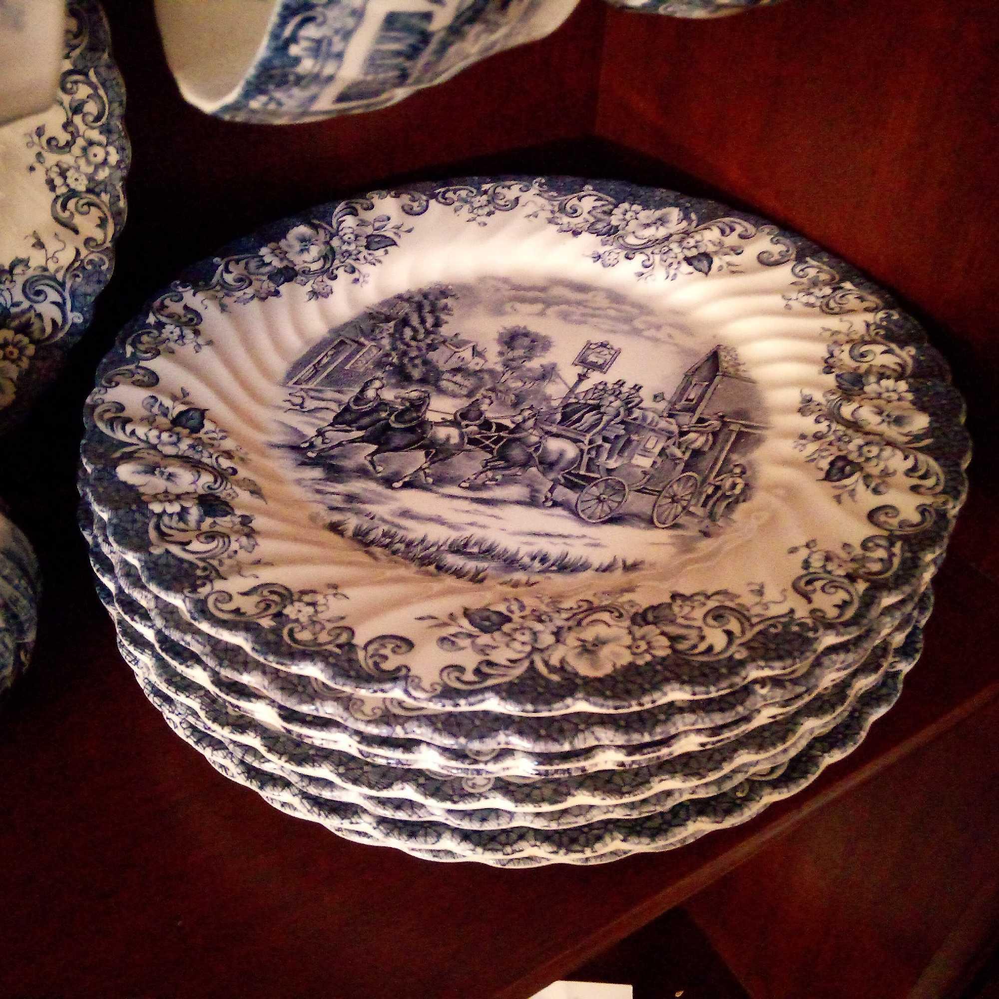 GORGEOUS COACHING SCENES BY JOHNSON BROTHERS IRONSTONE HUNTING COUNTRY CHINA SET