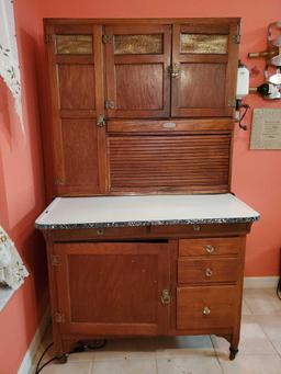 SPECTACULAR Antique SELLERS brand HOOSIER cabinet with attached KAFFEE coffee Grinder