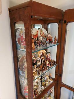 Mid Century 5 shelf, lighted, Burl wood design(?) CURIO cabinet