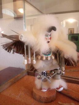 VERY UNIQUE DOUBLE CLOUDED KACHINA FIGURE (EAGLE AND BULL) IN DISPLAY CASE