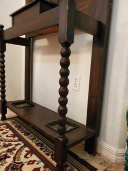 Gorgeous Antique OAK HALL TREE Coat and Umbrella Stand