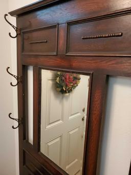 Gorgeous Antique OAK HALL TREE Coat and Umbrella Stand