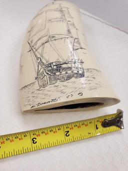 REPRODUCTION SIGNED ETCHED SCRIMSHAW, 1987