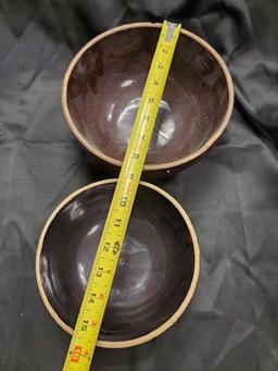 2 - old crockery Brown stoneware mixing bowls