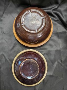 2 - old crockery Brown stoneware mixing bowls