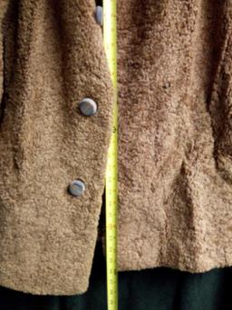 GENUINE HIP LENGTH LAMB WOOL, FUR COLLAR