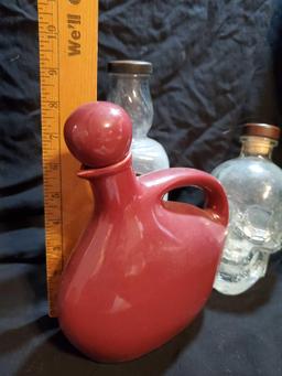 vtg MOHAWK LIQUER decanter with FEDERAL STAMP, plus ROCK RYE , and Crystal Head