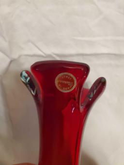 MURANO red fade vase, handblown