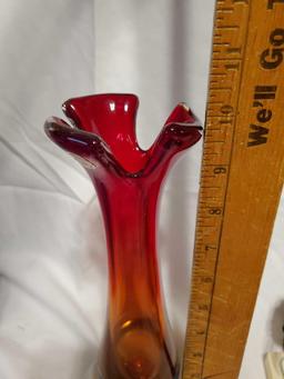 MURANO red fade vase, handblown