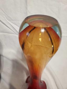 MURANO red fade vase, handblown