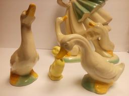 HAEGER POTTERY, GIRL WITH GEESE AND GOSLING LARGE PLANTER