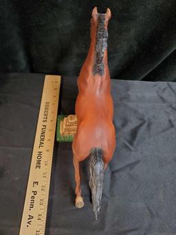 Fabulous 2 pc. BREYER USA 1970's Jumping Traditional Size Bay Horse With Wall