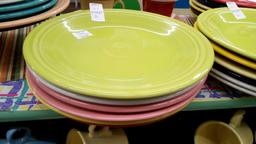 (6) FIESTA DINNERWARE PLATES 10.5" lemongrass, white, pink, sunflower, Scarlet