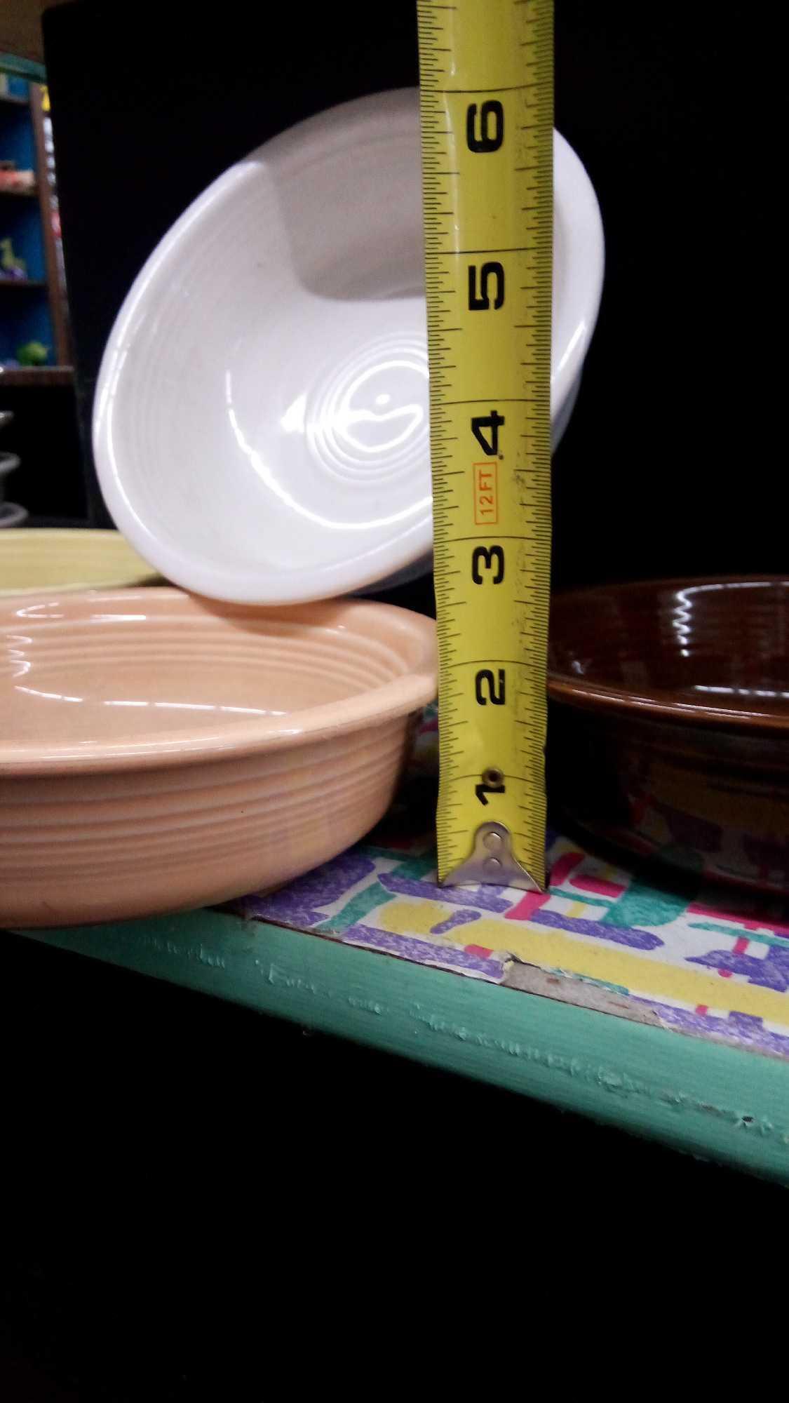 (4) Fiesta Dinnerware 7" Bowls, Warm Colors, Chocolate Brown, white, peach