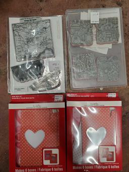 Nice basket of New Packaged Photo Cards, 10 step cards. gems, rub ons, clear stamps