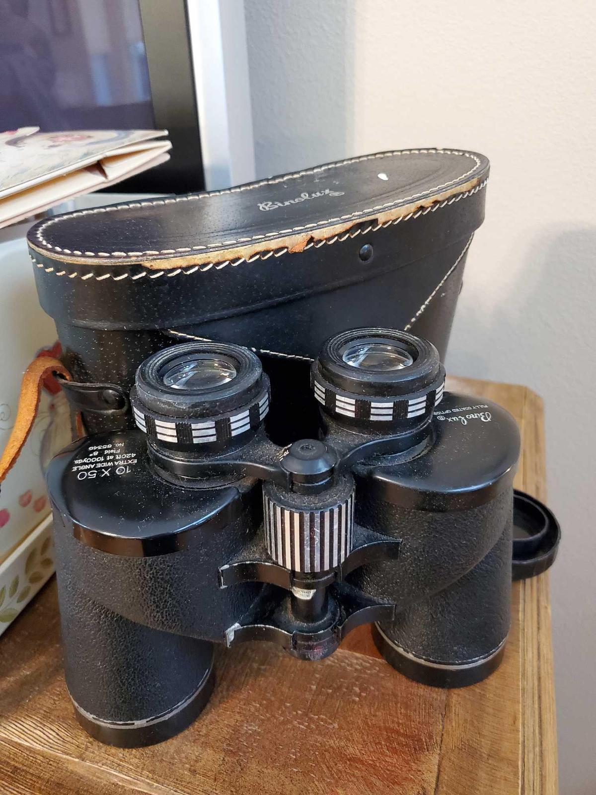 VINTAGE BINOLUX 10X50 BINOCULARS WITH CASE