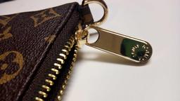 UNVERIFIED LOUIS VUITTON CLUTCH, CHOCOLATE AND GOLD WITH DUST BAG AND STRAP