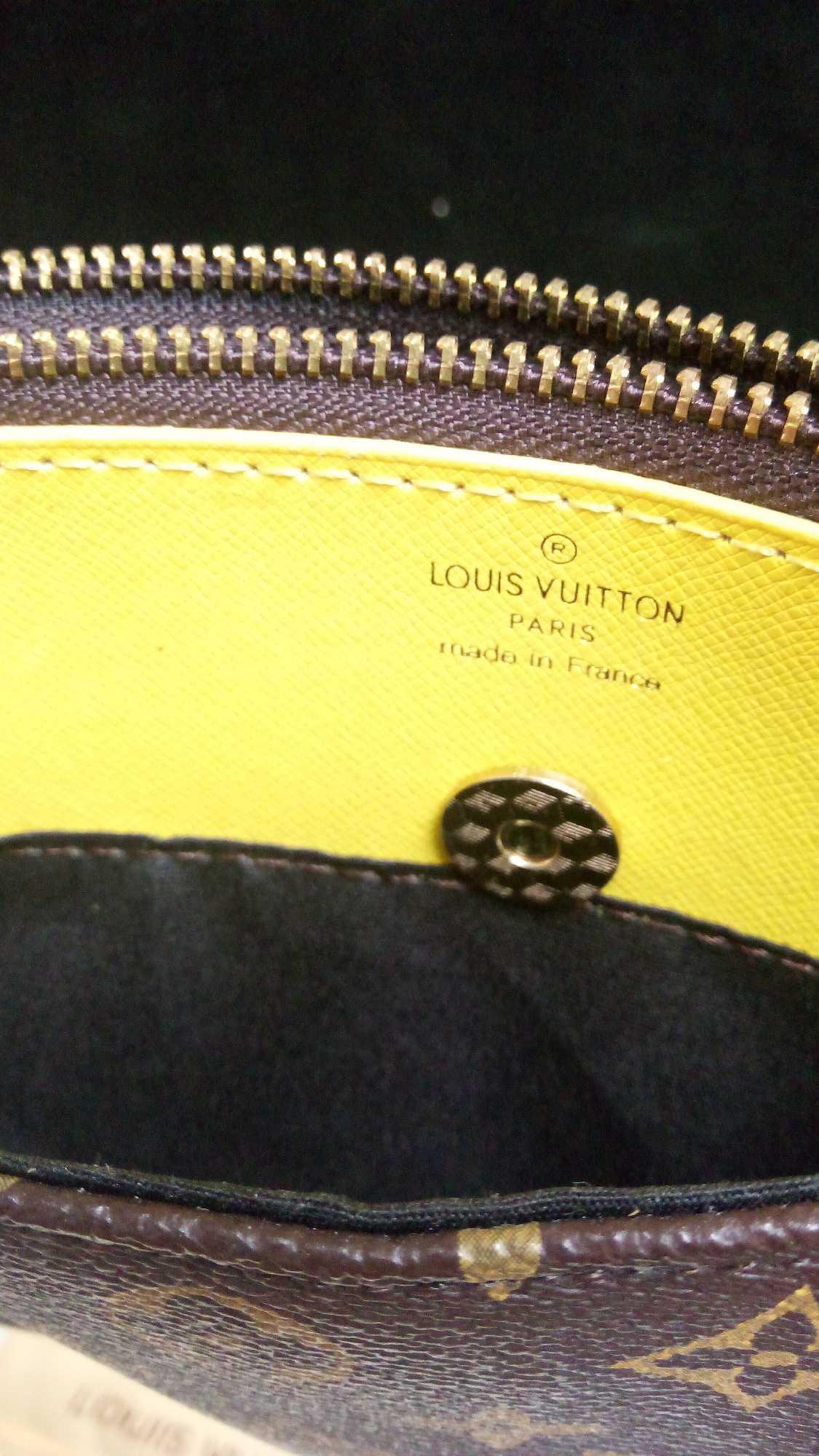 UNVERIFIED LOUIS VUITTON CLUTCH, CHOCOLATE AND GOLD WITH DUST BAG AND STRAP