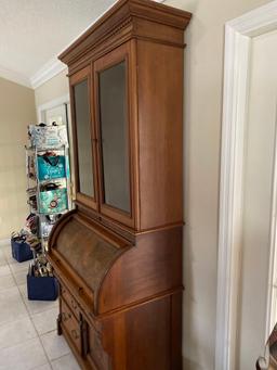 Stunning Halvorson Antique Tiger Oak roll top tall secretary