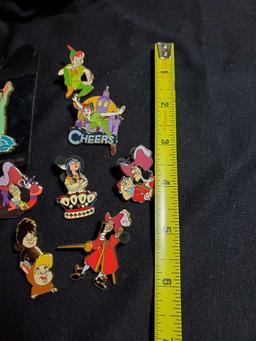 OFFICIAL DISNEY TRADING PINS GROUP, PETER PAN THEME, INCLUDING CROCODILE PIN ON BACKER BOARD