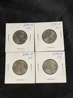 26 total 2001 New York State Quarters and four 2001 North Carolina