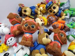 Many Posable Paw Patrol toys, Snoopy, Garfiield, and Fuzzy TY Paw Patrol