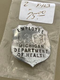 Vintage Michigan Department of Health Employee Badge #A369