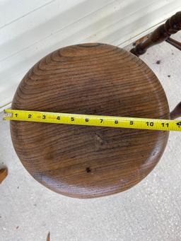 (2) Antique 19.5" Wooden Stools