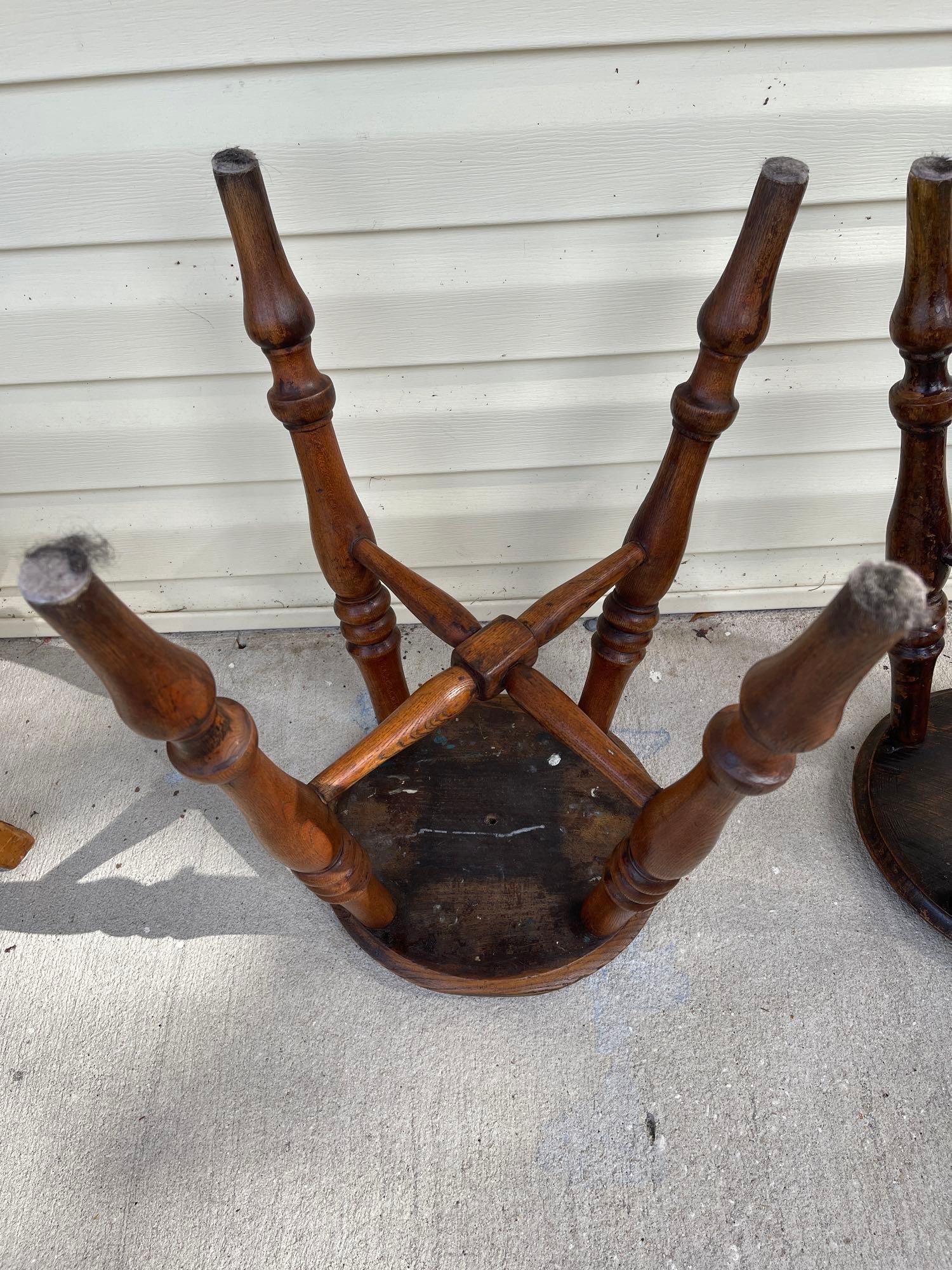 (2) Antique 19.5" Wooden Stools
