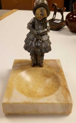 JB HIRSH GIRL IN BONNET TRINKET DISH MARBLE BASE