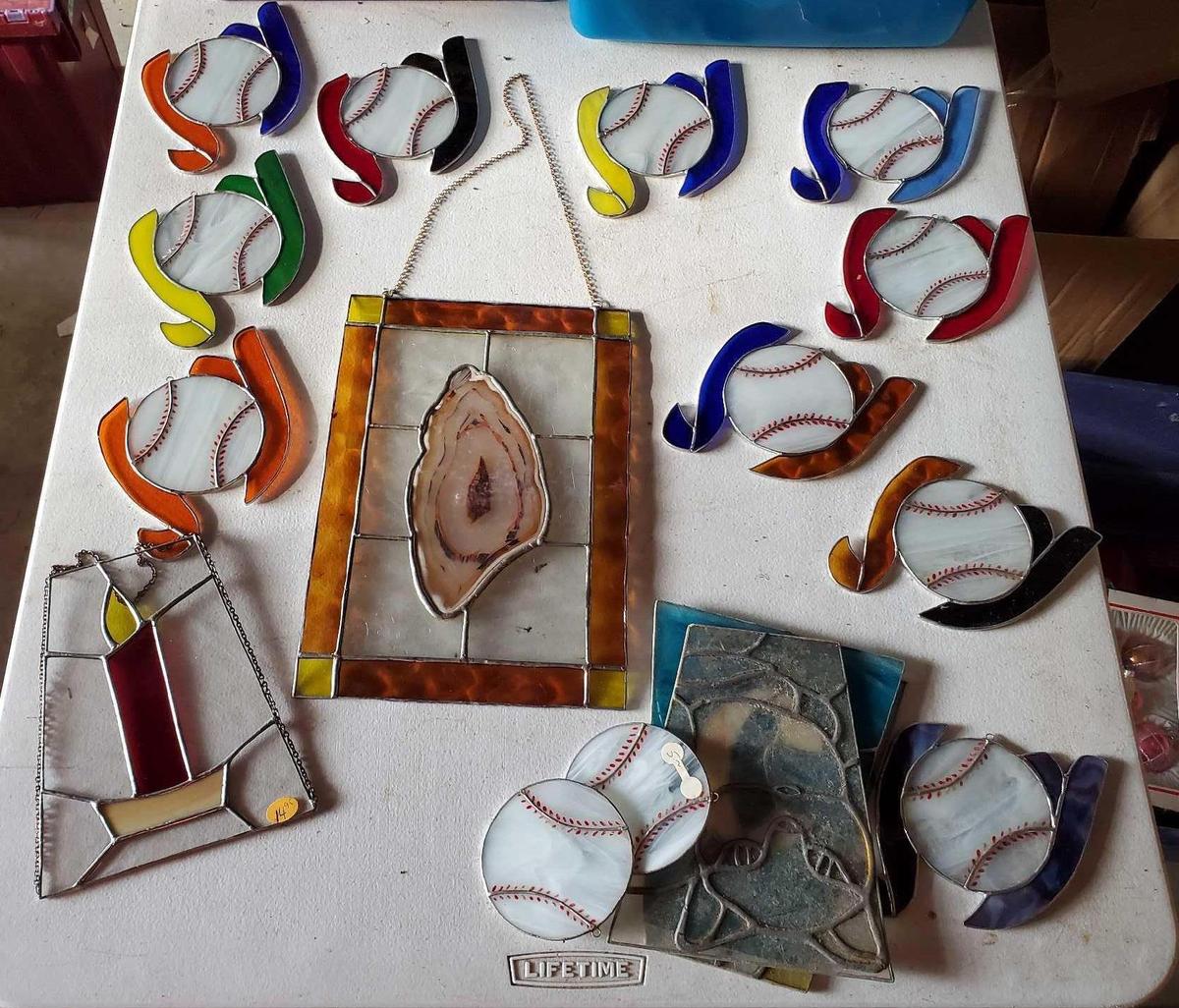 17 pcs. GREAT STAINED GLASS GROUPING including AGATE